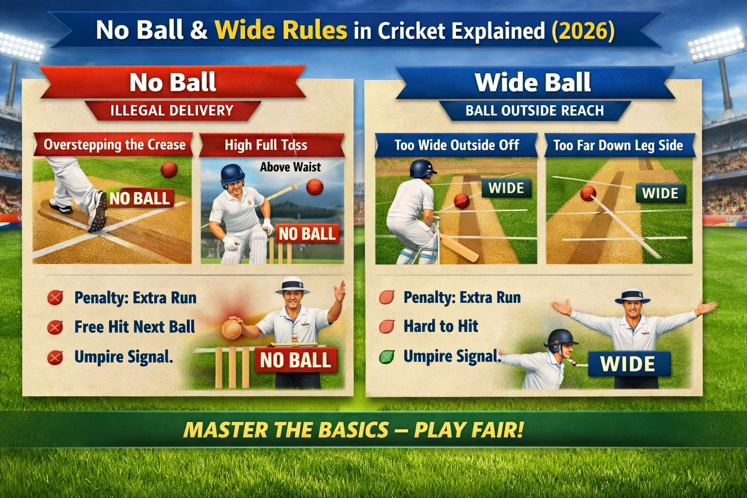 No Ball & Wide Rules in Cricket