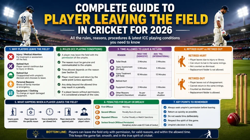 player leaving the field in cricket