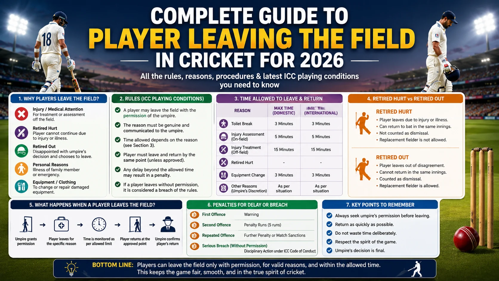 player leaving the field in cricket