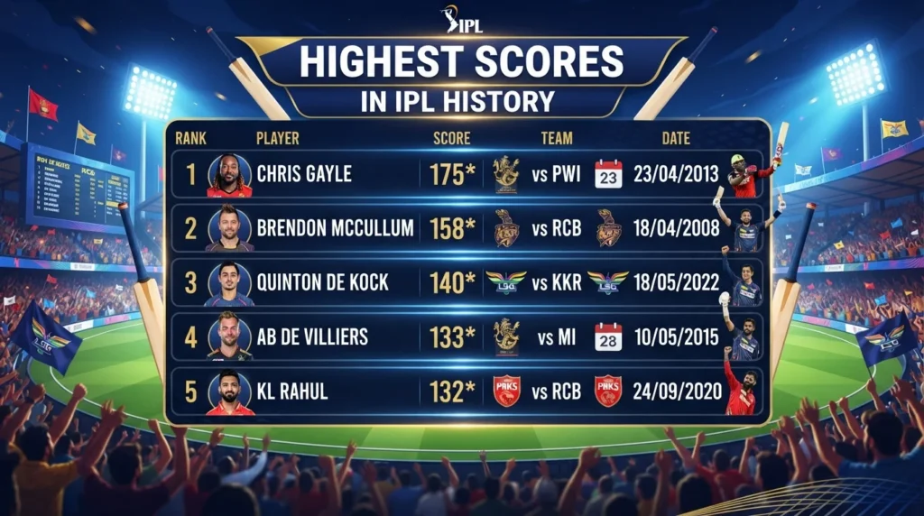 Highest Score in IPL History: Top Records & Performances