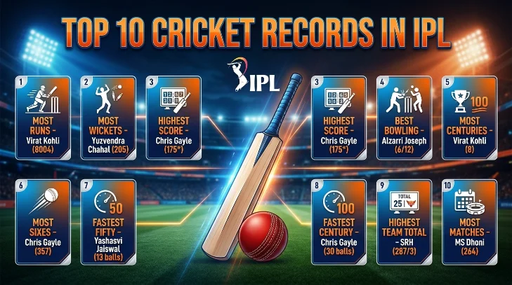 TOP 10 CRICKET RECORDS IN IPL | THE NUMBERS THAT DEFINE A LEGACY For                    2026