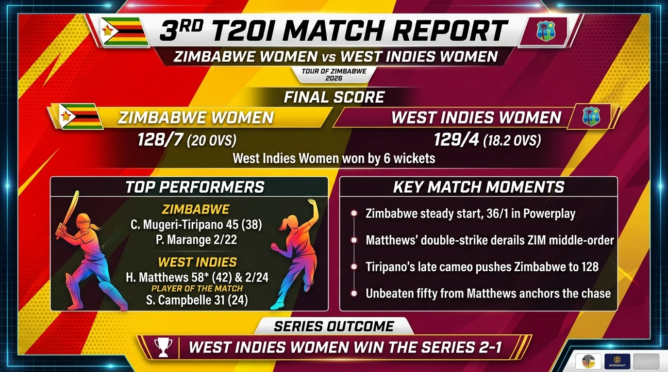 Zimbabwe Women vs West Indies Women 3rd T20I 2026